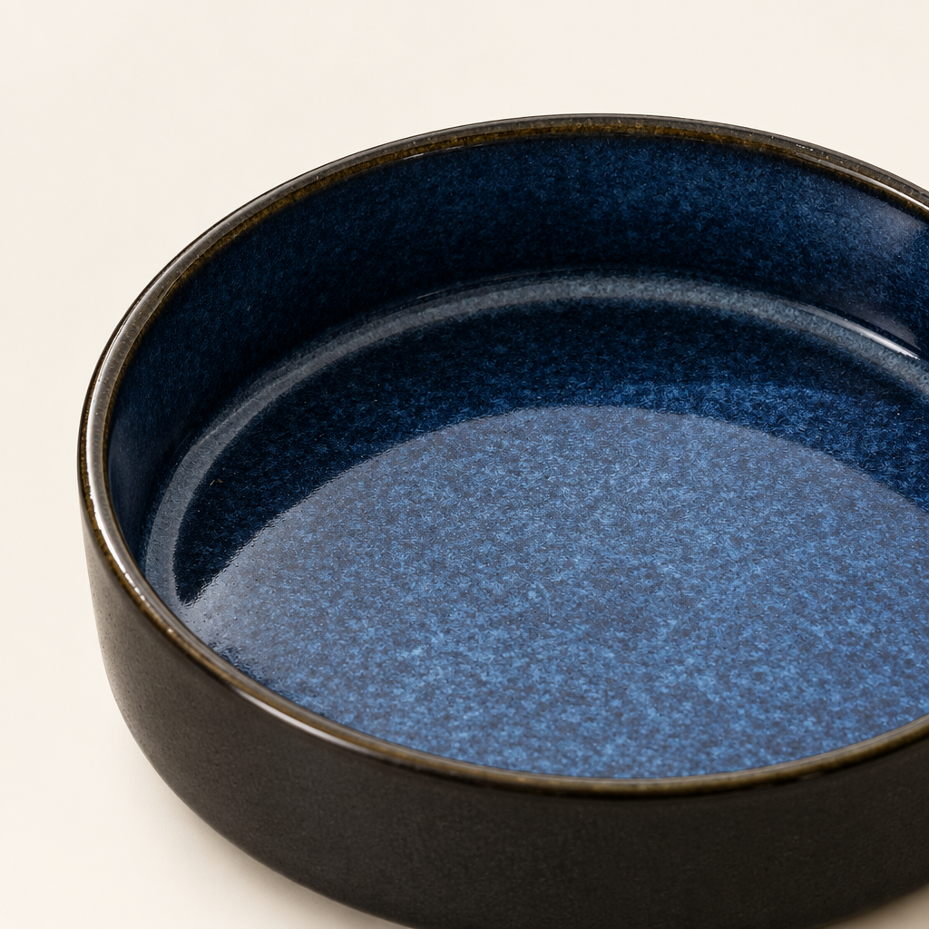 Blue glazed bowl detail
