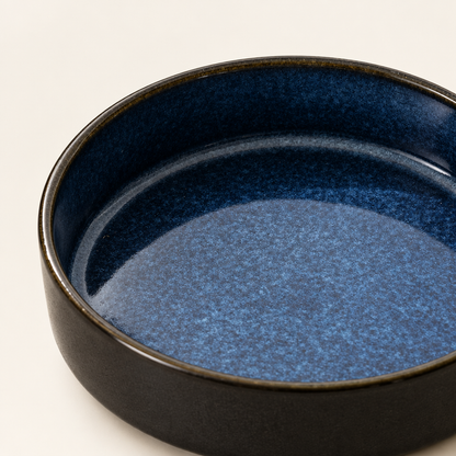 Blue glazed bowl detail