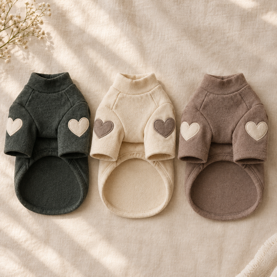 Heart Dog Hoodie – Simple Autumn Hoodie for Small Dogs and Cats, Toy Poodle, Bichon and Yorkie, XS to XL