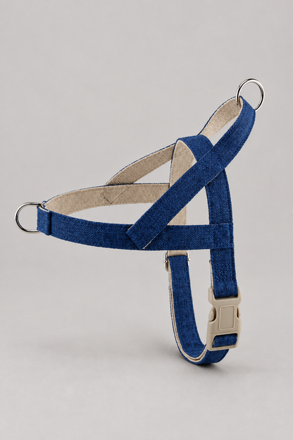Linen dog harness in Navy