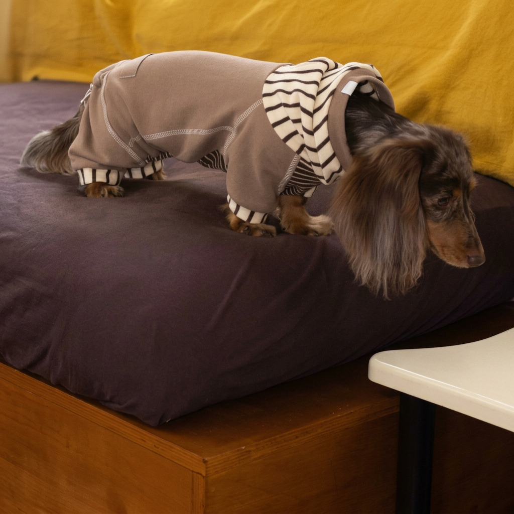 Caramel Stripe Four-Leg Dog Hoodie – Brown