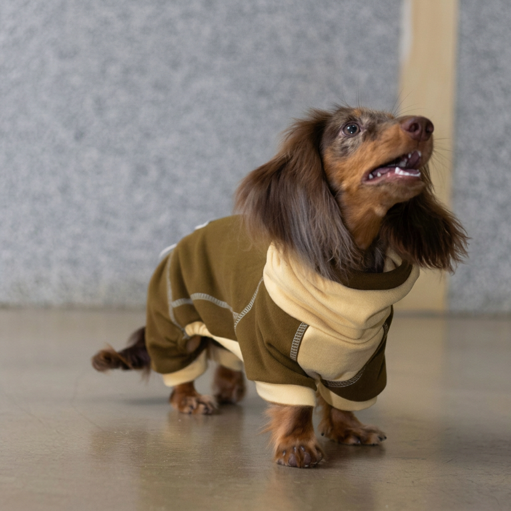Ginger Chestnut Four-Leg Dog Hoodie – Brown and Cream
