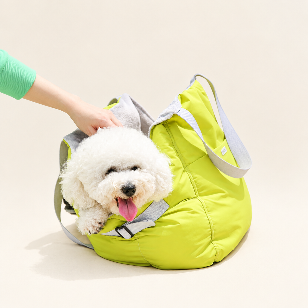 Pet Car Bed and Carry Bag – 2-in-1 Padded Car Seat Bed for Small Dogs and Cats up to 6 kg, Green