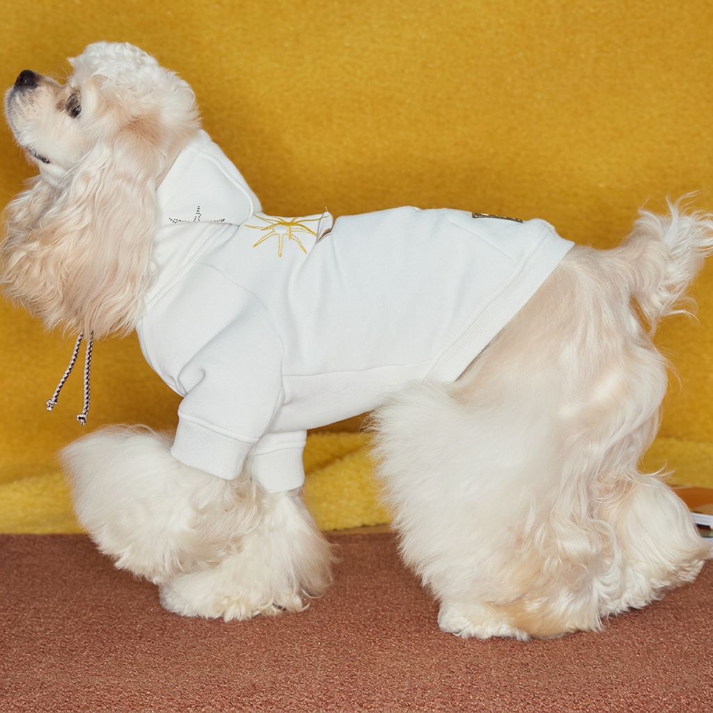 Talo Embroidered Dog Hoodie – White