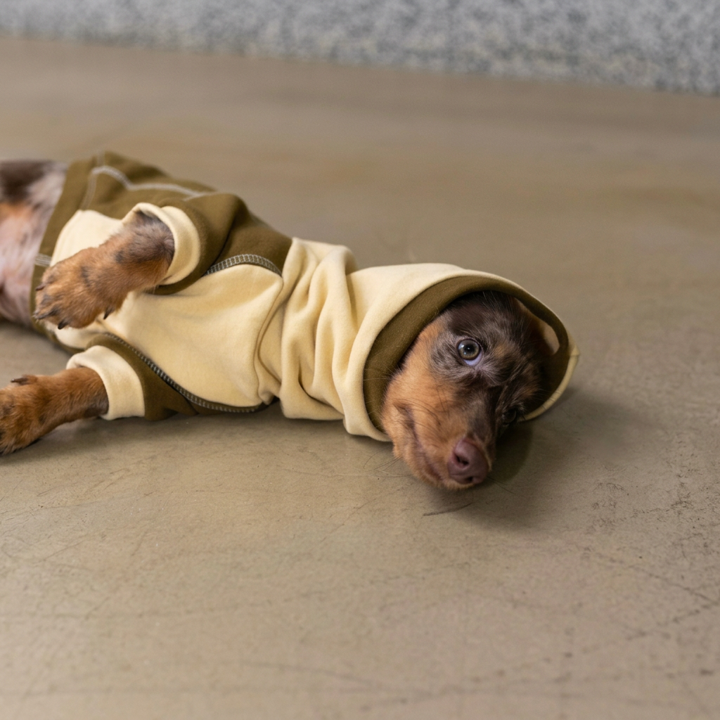 Ginger Chestnut Four-Leg Dog Hoodie – Brown and Cream