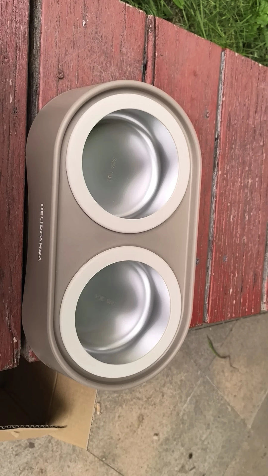 Tilted Double Pet Bowl with Removable Stainless Steel Bowls