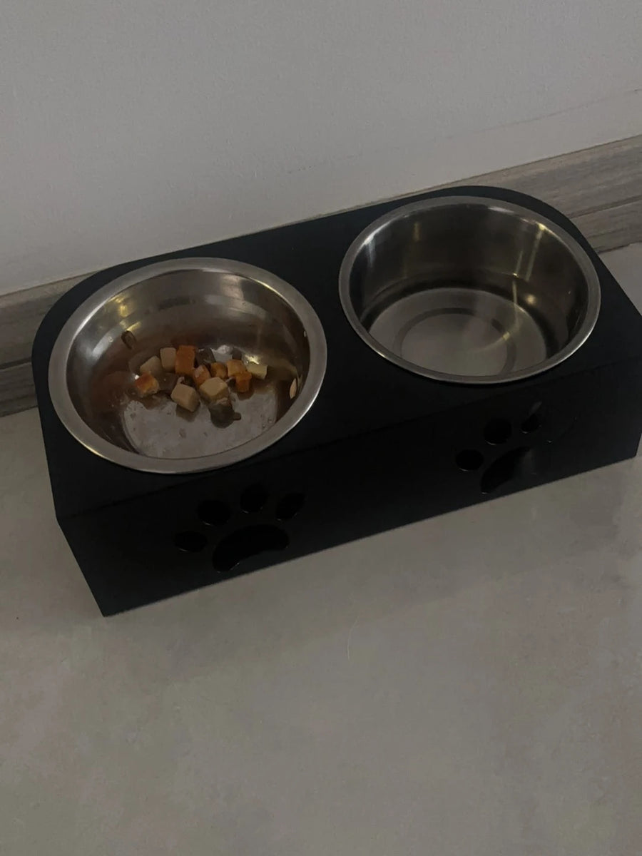 Stainless Steel Pet Bowl Set with Stand - Separate Food and Water Bowls for Small Dogs and Cats