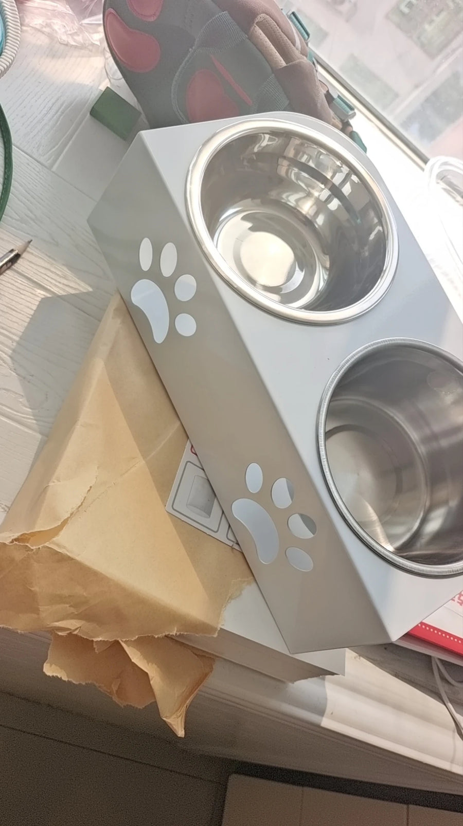 Stainless Steel Pet Bowl Set with Stand - Separate Food and Water Bowls for Small Dogs and Cats