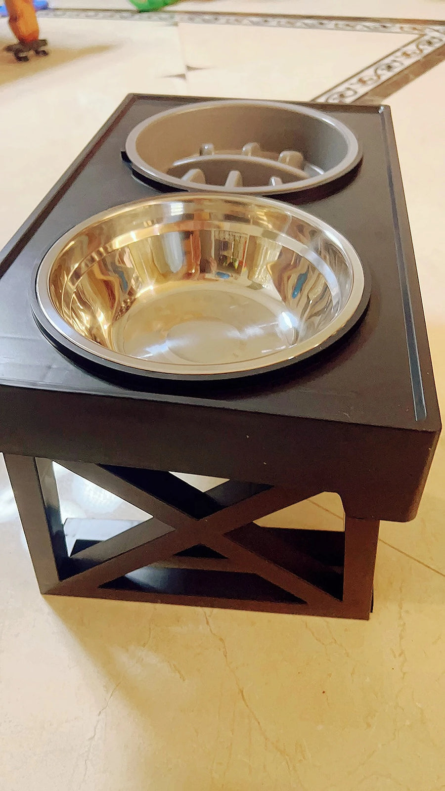 Adjustable Raised Dog Bowl Stand - Elevated Double Feeder with Stainless Steel Bowls for Medium and Large Dogs