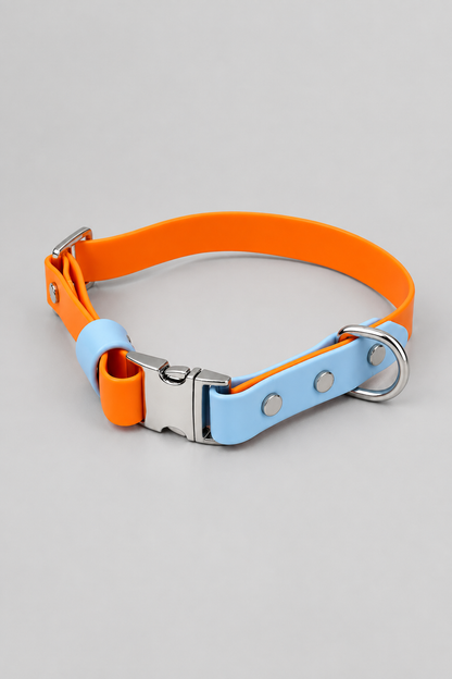 Two-tone PVC dog collar in Lemon & Blush