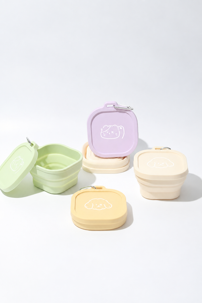 Collapsible dog bowl with lid – Silicone Travel Food & Water Bowl