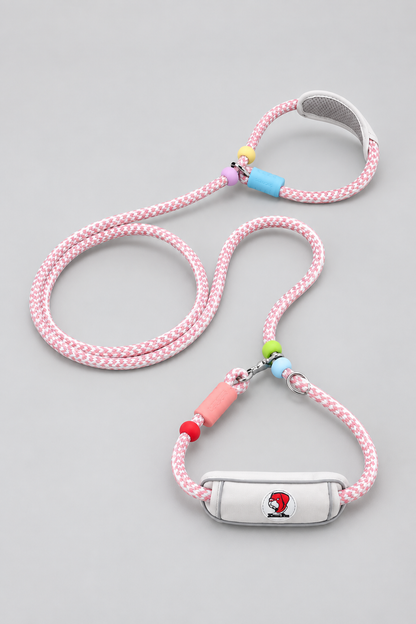 Padded nylon slip lead in Rose