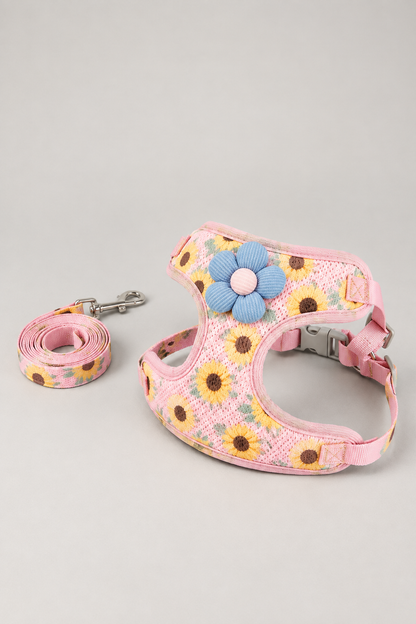 Sunflower mesh small dog harness in Pink