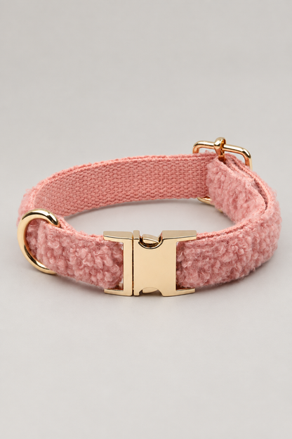 Teddy fleece dog collar in Pink