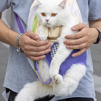 Legs-Out Pet Front Carrier – Adjustable Chest and Back Carrier for Cats and Small Dogs up to 7.5 kg, M to XL