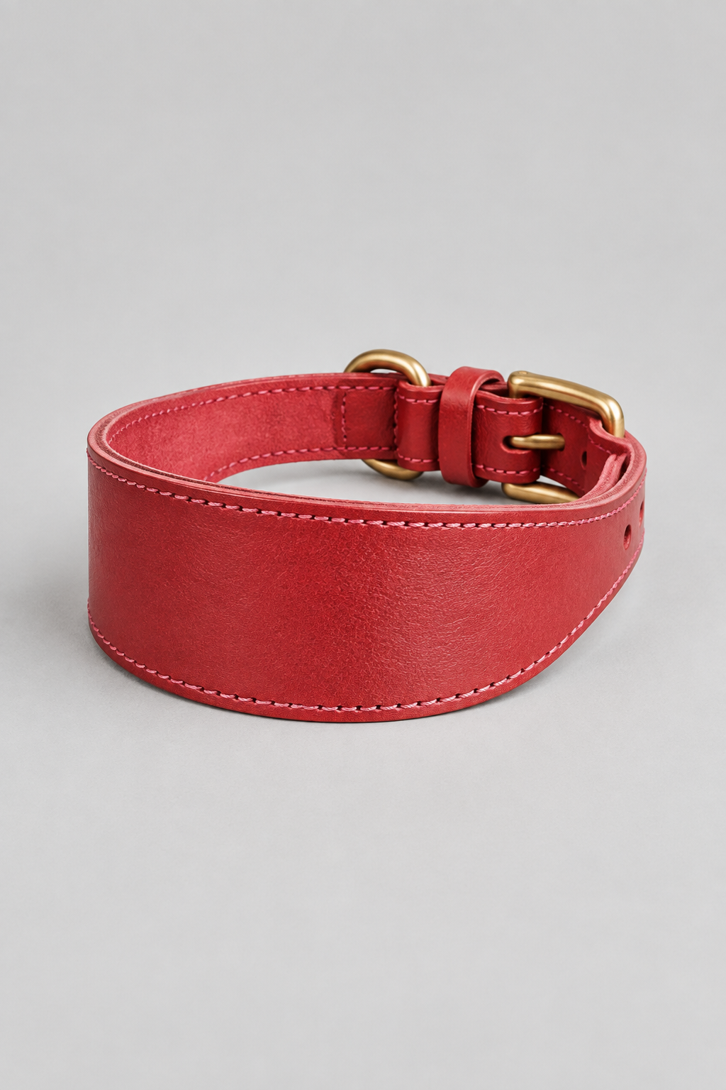 Leather sighthound collar in Red