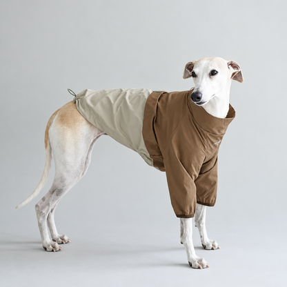 Roasted Tea rain jacket standing view