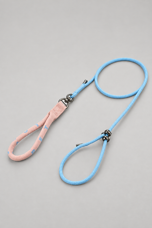 Braided rope slip lead in Ice Blue