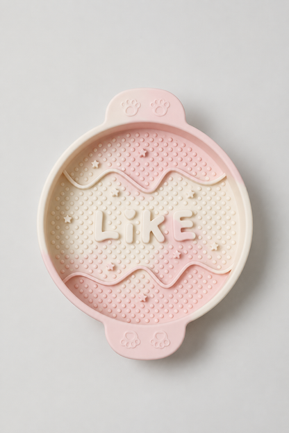 Silicone slow feeder dog bowl in Blush
