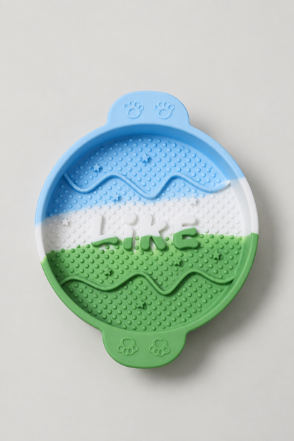 Silicone slow feeder dog bowl in Meadow Teal