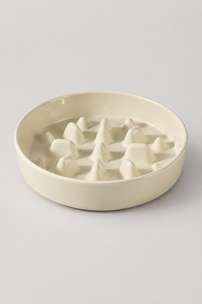 Taupe standalone slow feeder bowl