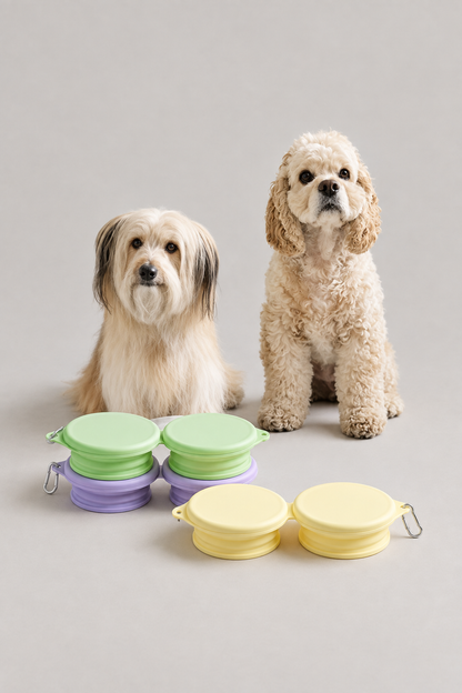 Foldable silicone dog bowl with clip – view 2