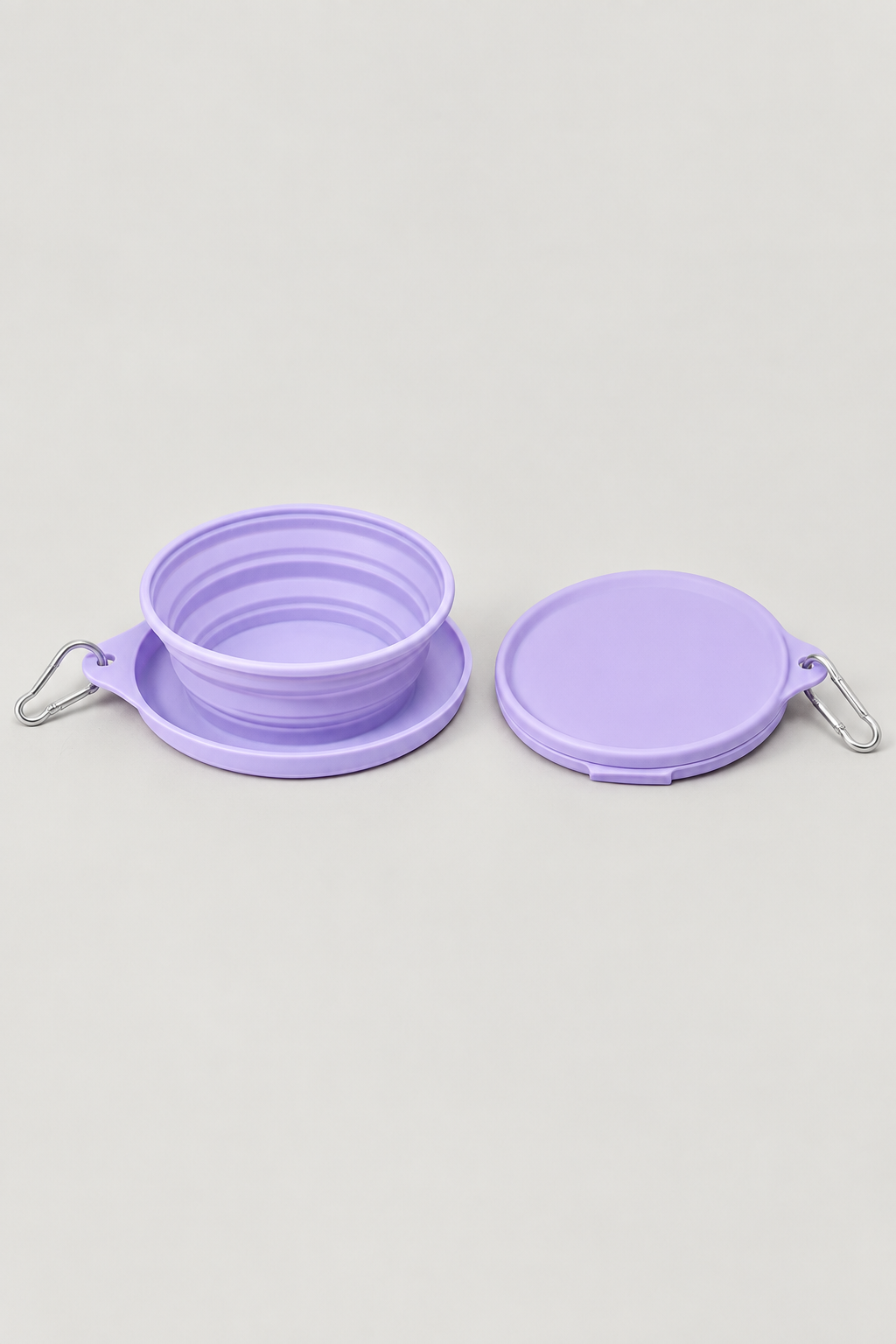 Foldable silicone dog bowl with clip in Purple