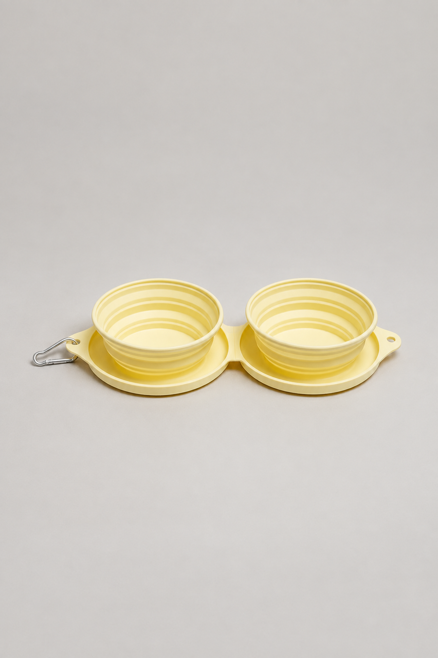 Foldable silicone dog bowl with clip in Yellow