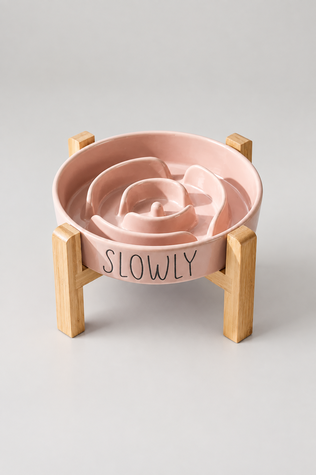 Yellow spiral bowl with stand